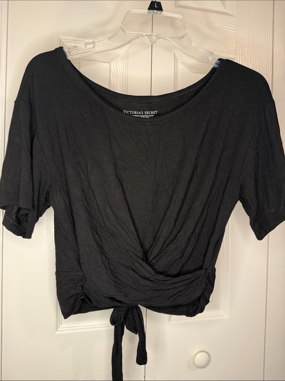 Victoria's Secret Black Tie-Front Crop Top